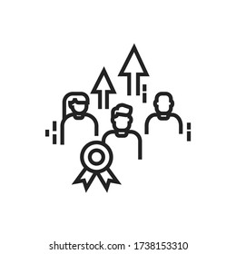 Leadership courses black line icon. Teamwork. People skill development. Pictogram for web page, mobile app UI UX GUI design element