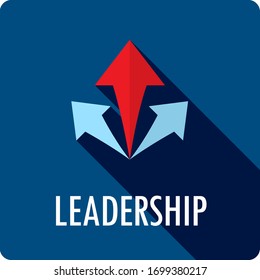 LEADERSHIP dark blue square vector button with symbol