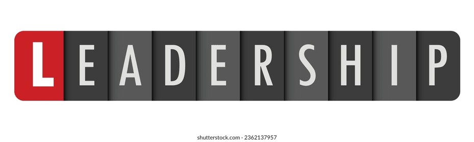 LEADERSHIP dark gray vector typography with first letter highlighted in red