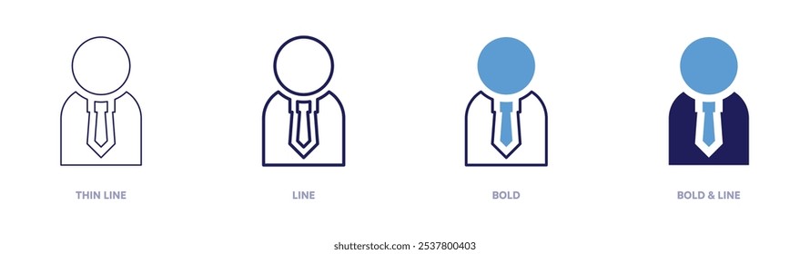 Leadership development icon in 4 different styles. Thin Line, Line, Bold, and Bold Line. Duotone style. Editable stroke.