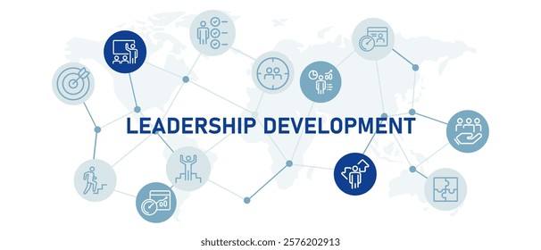 Leadership Development icon set work motivation planning passion leader improvement training business advancement design outline collection