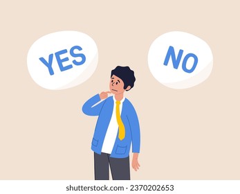 Leadership to direct business to succeed concept. Business decision making, choose yes or no alternative or choices, rational businessman thinking and make decision for business or career question.