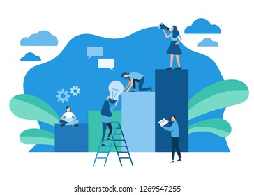 leadership, direction to a successful path,career planning, career development concept, team work, business concept - vector illustration