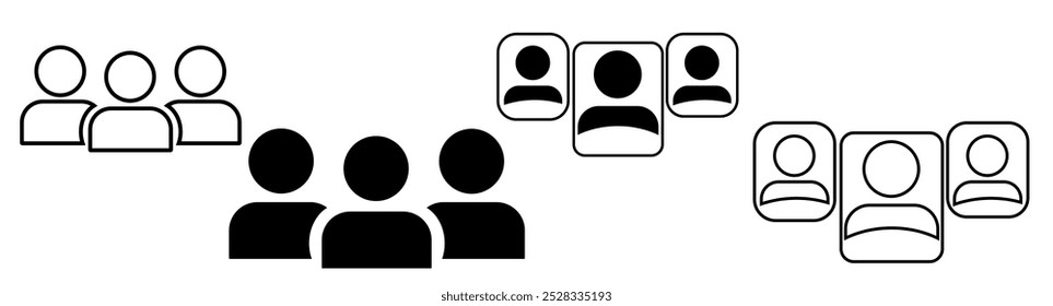Leadership editable stroke and solid web icon set. Vector illustration.
