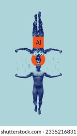 Liderazgo, libertad o concepto de desarrollo. Estado de la Ilustración. Concepto de inteligencia artificial futurista. Plantilla de diseño de portada para presentación, afiche, portada, folleto o cartelera. 3.ª vencedora.