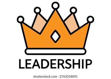 Leadership icon featuring a stylized crown, representing authority, management, and success. Simple vector illustration for business and corporate concepts.