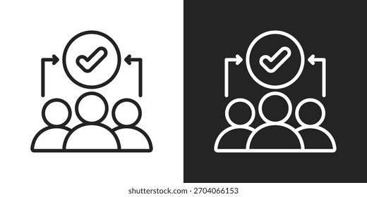 Icono De Liderazgo En Versión De Línea Sobre Fondo Blanco Y Negro