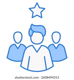 Leadership icon lineal Blue style.