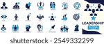 Leadership icon set  leader, vision, guidance, mentorship, coaching, influence,  You can easily change the color
