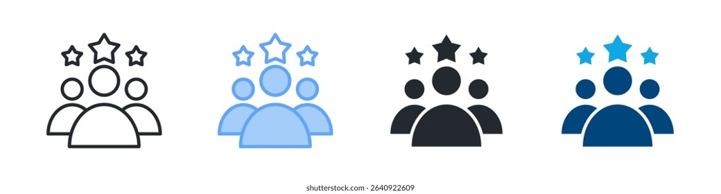Leadership Icon Set Multiple Style. Design In Outline, Blue, Glyph, Dualtone