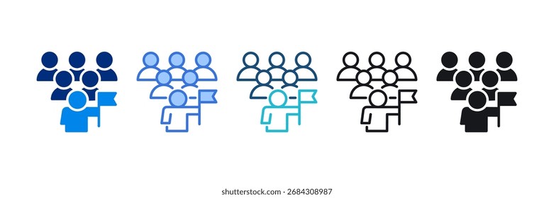 Conjunto de iconos de liderazgo Ilustración vectorial de estilo múltiple