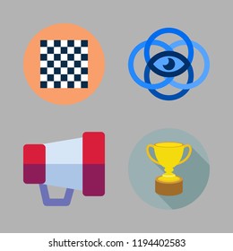 leadership icon set. vector set about megaphone, trophy, vision and chess board icons set.