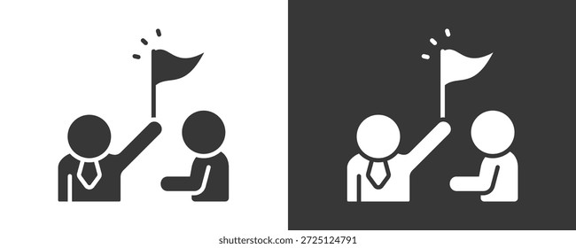 Leadership Icon Set Vetor Collection Isolado Em Preto E Branco