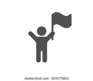 Leadership icon. Success flag sign. Winner symbol. Quality design element. Flat style leadership icon. Editable stroke. Vector