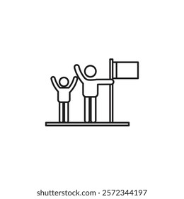 Leadership icon Vector flat thin line illustration