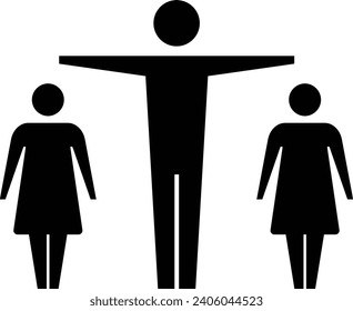 Leadership icon vector group of people and leader symbol in glyph pictogram illustration
