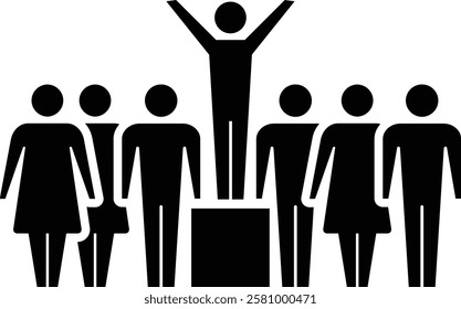 Leadership icon vector group of people and leader symbol in glyph pictogram illustration
