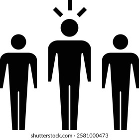 Leadership icon vector group of people and leader symbol in glyph pictogram illustration
