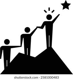Leadership icon vector group of people and leader symbol in glyph pictogram illustration

