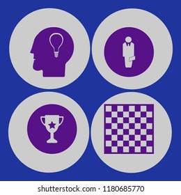 leadership icon. leadership vector icons set businessman, bulb head, trophy cup and chess board