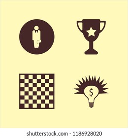 leadership icon. leadership vector icons set money ideas, chess board, businessman and trophy cup