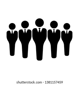 Leadership icon vector male group of persons symbol avatar for business management team in flat color glyph pictogram illustration