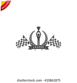 leadership icon, vector trophy icon, isolated Champion cup icon