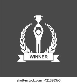 leadership icon, vector trophy icon, isolated Champion cup icon