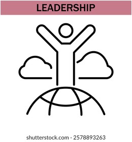 leadership icon.line leadership icons. Simple modern icons about - enterprise, teamwork, career promotion, businesswoman, agreement, meeting, team, businessman, employee