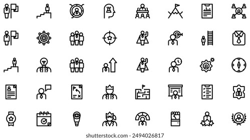 Leadership Icons collection is a vector illustration with editable stroke, offering versatility and customization. Perfect for various design needs, it includes high-quality graphics.