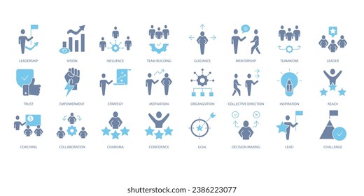 Leadership icons set. Set of editable stroke icons.Vector set of Leadership
