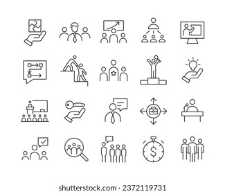 Leadership Icons - Vector Line. Editable Stroke.