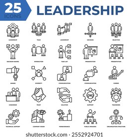 Leadership Iconset with leadership,team,leadership,decision,selection,decision making,interaction,task list,presentation,presentation