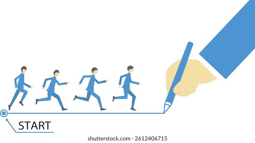 Leadership image in business field, businessman showing the way to younger people