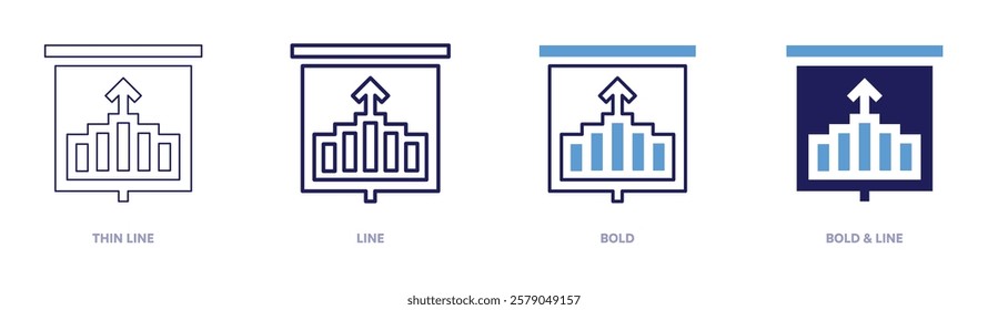 Leadership impact icon in 4 different styles. Thin Line, Line, Bold, and Bold Line. Duotone style. Editable stroke.