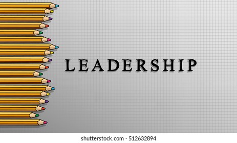 Leadership / information page design. Graphic design element. text on ground with colorful pencils 