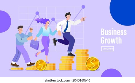 Leadership, innovation. Business team walking success ladder or steps. business success. Marketing strategy and achievement concept. Flat design vector illustration.