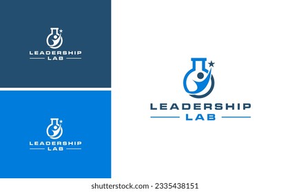 leadership lab logo. bottle glass laboratory design. success leader logo design