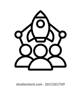 Leadership Launch Line Vector Illustration On White Background.