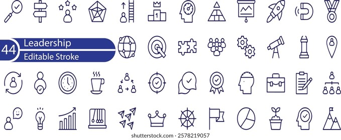 Leadership Line Editable Icons set. Vector illustration in modern thin line style of management icons , leader, delegation, control, responsibility, and more.