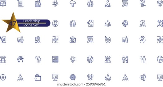 Leadership Line Editable Icons set