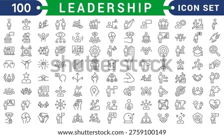 Leadership Line Editable Icons set. Vector illustration in modern thin line style of management icons: leader, delegation, control, responsibility, and more. Pictograms and infographics.