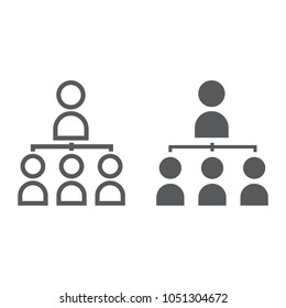 Leadership line and glyph icon, development and business, leader sign vector graphics, a linear pattern on a white background, eps 10.