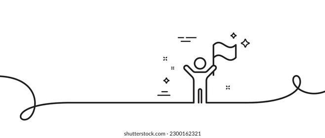 Leadership line icon. Continuous one line with curl. Success flag sign. Winner symbol. Leadership single outline ribbon. Loop curve pattern. Vector