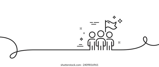 Leadership line icon. Continuous one line with curl. Success flag sign. Teamwork symbol. Leadership single outline ribbon. Loop curve pattern. Vector