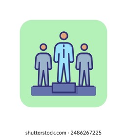 Leadership line icon. Group, people, leader, pedestal. Competition concept. Can be used for topics like business, market, contest, commerce