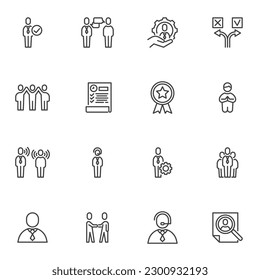 Leadership line icons set, outline vector symbol collection, linear style pictogram pack. Signs, logo illustration. Set includes icons as team leader, relationship building, conflict management