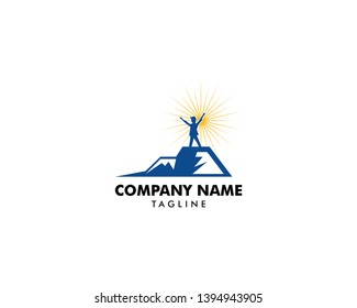 Leadership logo concept, Succeed to the top of the mountain logo