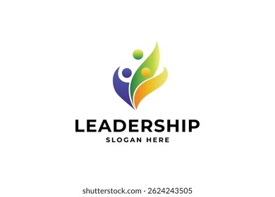 Design de logotipo de liderança para comunidade, treinamento e modelo de logotipo vetorial de rede
