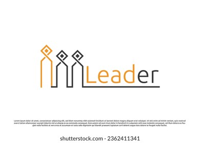 Leadership logo design illustration. Silhouette of person leader team office work staff. Flat concept simple minimalist abstract ambigram monogram geometric creative feminine serious masculine.